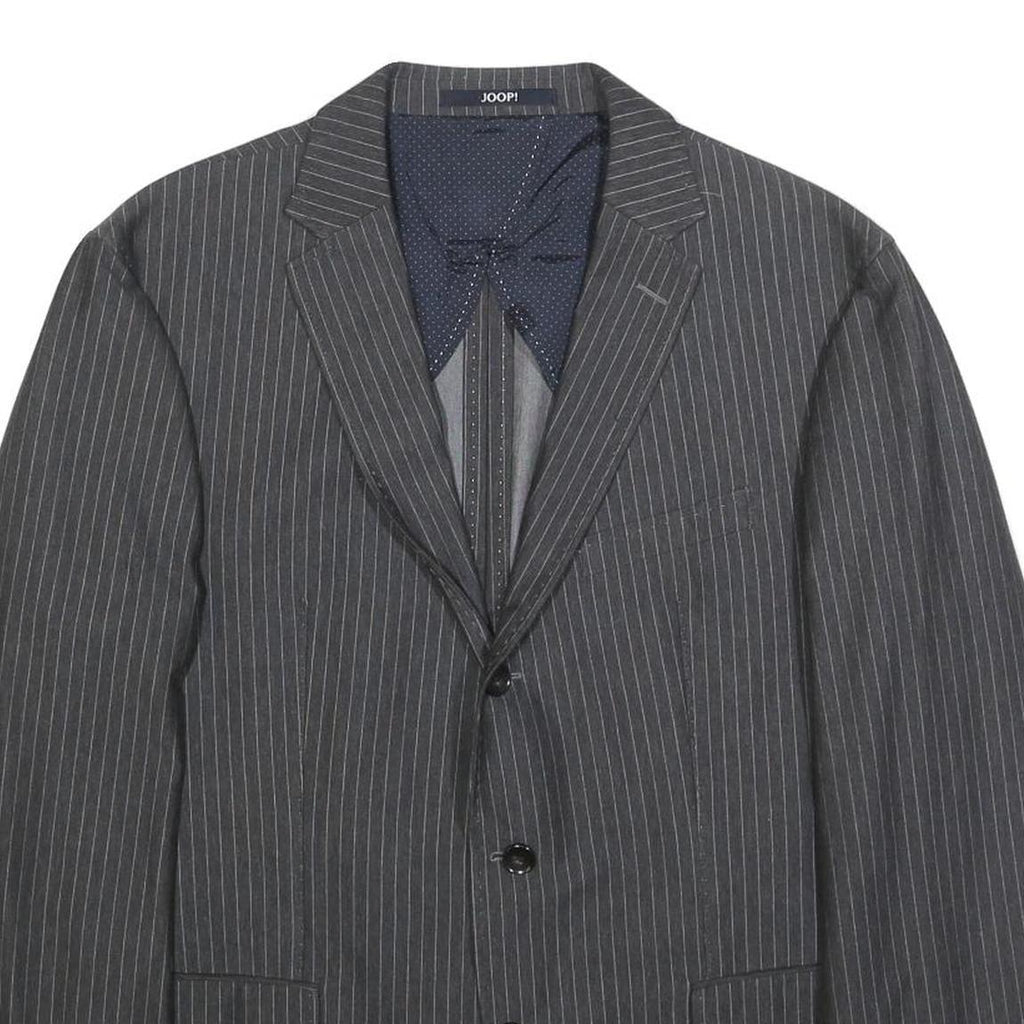 JOOP! Mens Grey & White Pinstripe Classic Cotton Blend Jacket L Button Pattern