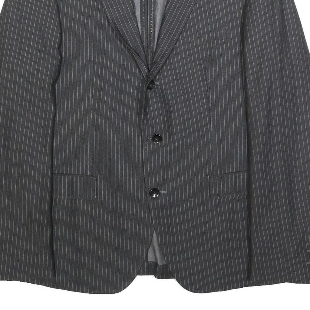 JOOP! Mens Grey & White Pinstripe Classic Cotton Blend Jacket L Button Pattern