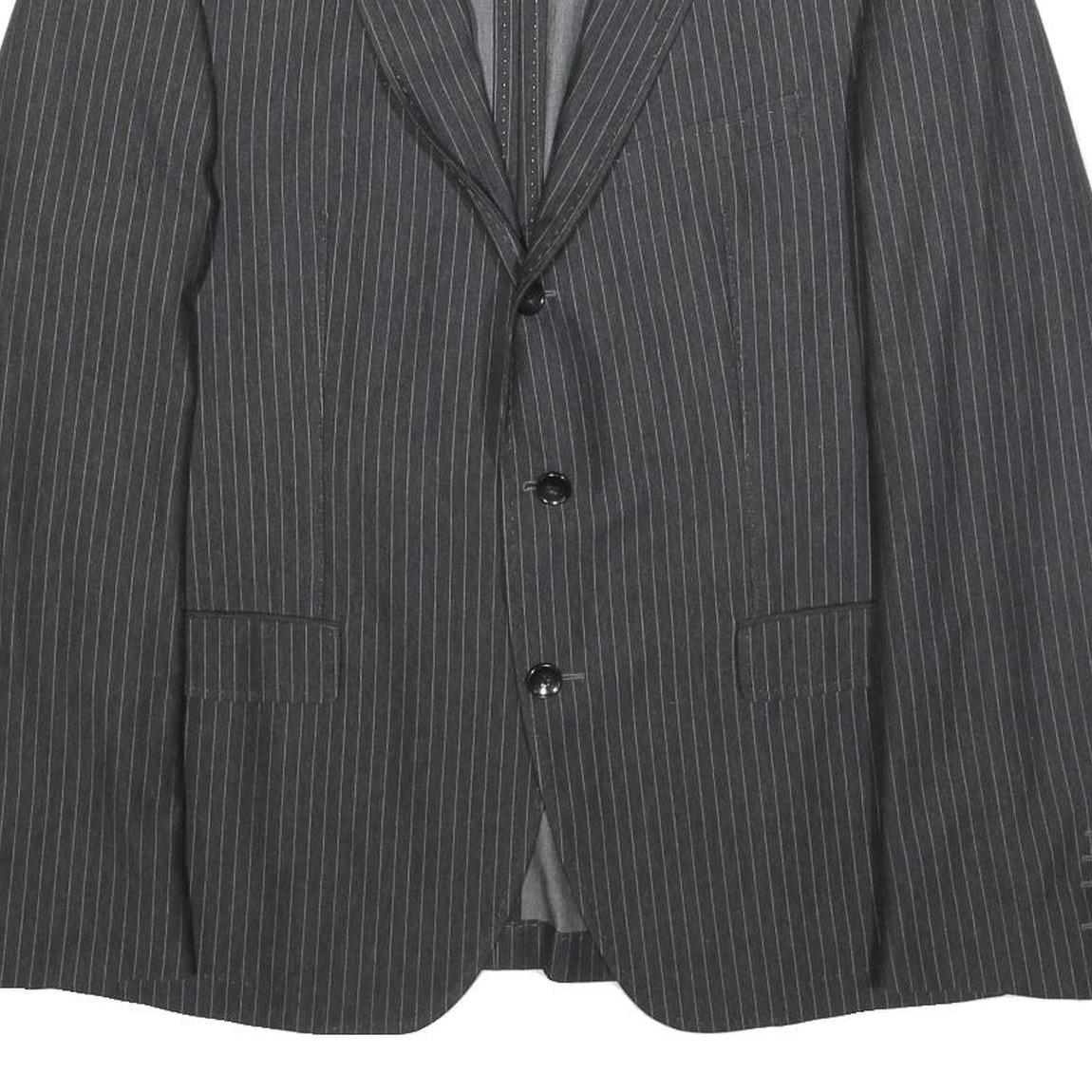 JOOP! Mens Grey & White Pinstripe Classic Cotton Blend Jacket L Button Pattern