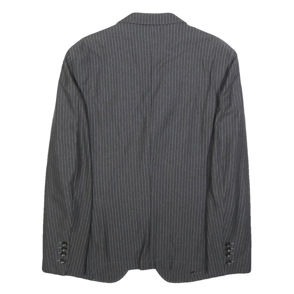 JOOP! Mens Grey & White Pinstripe Classic Cotton Blend Jacket L Button Pattern