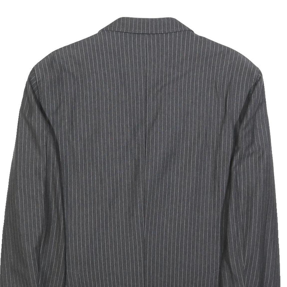 JOOP! Mens Grey & White Pinstripe Classic Cotton Blend Jacket L Button Pattern