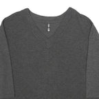CHICOREE Womens Grey Plain V-Neck Basic Knit L Relaxed Jumper Soft Comfort