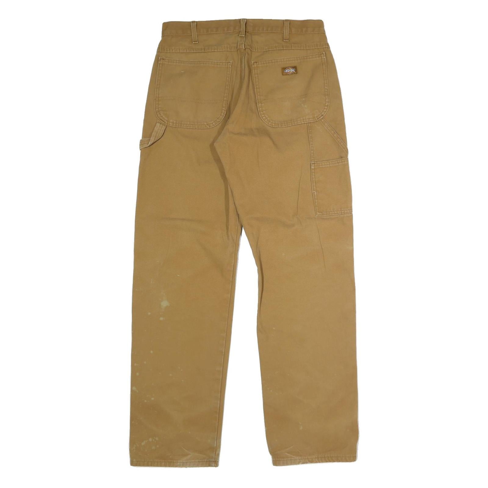 DICKIES Mens Jeans Beige Regular Straight Denim W34 L33 Workwear Utility Pants