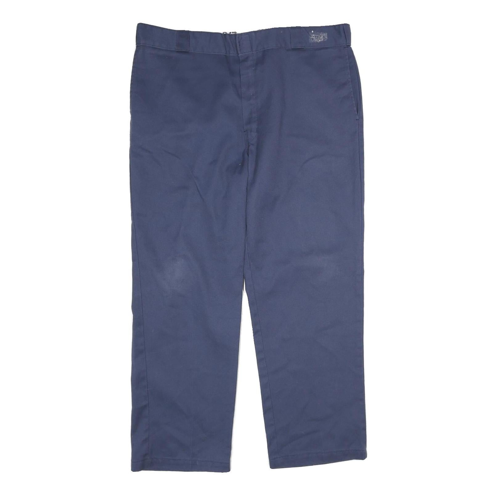 DICKIES Mens Polyester Blend Navy Classic Straight Trousers W40 L30 Workwear