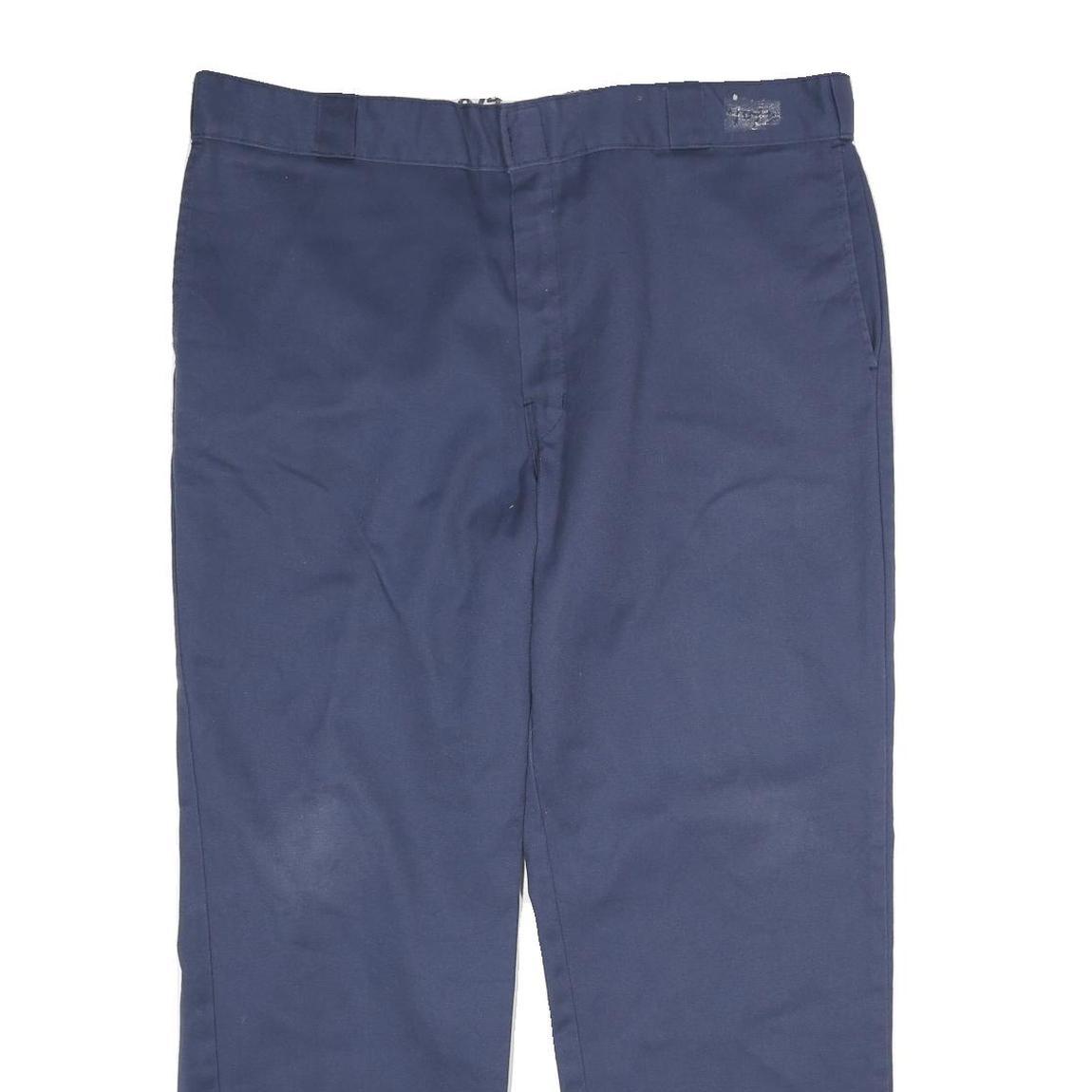 DICKIES Mens Polyester Blend Navy Classic Straight Trousers W40 L30 Workwear