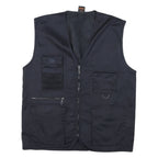Mens Black Cotton Utility Zip Jacket L Workwear Casual Outdoor Vest Style