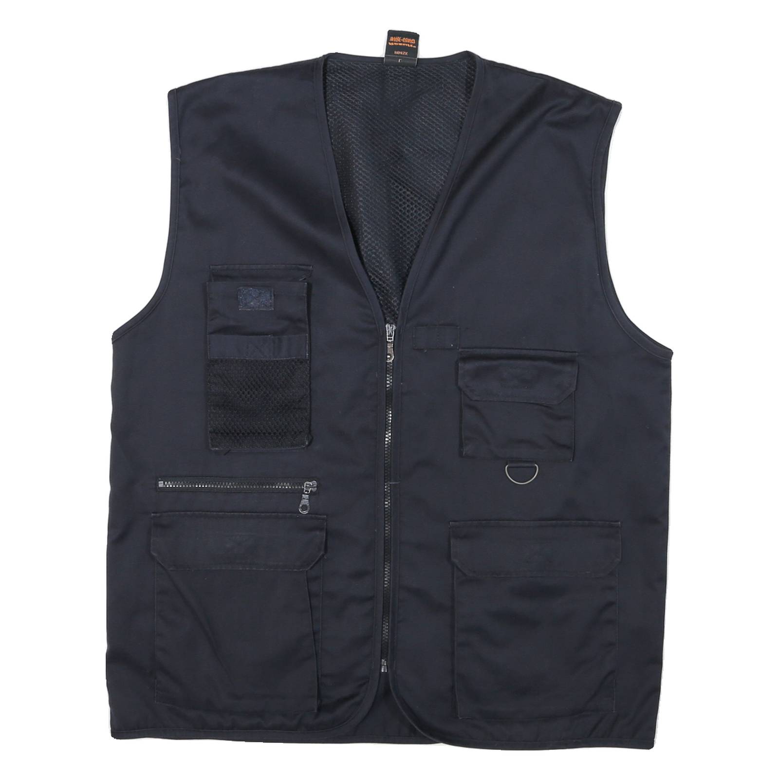 Mens Black Cotton Utility Zip Jacket L Workwear Casual Outdoor Vest Style