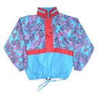 MARCEL CLAIR Womens Blue & Red Abstract Pattern Zip Jacket M Nylon
