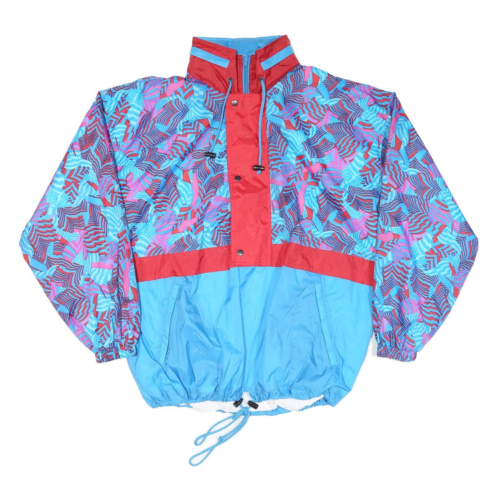 MARCEL CLAIR Womens Blue & Red Abstract Pattern Zip Jacket M Nylon