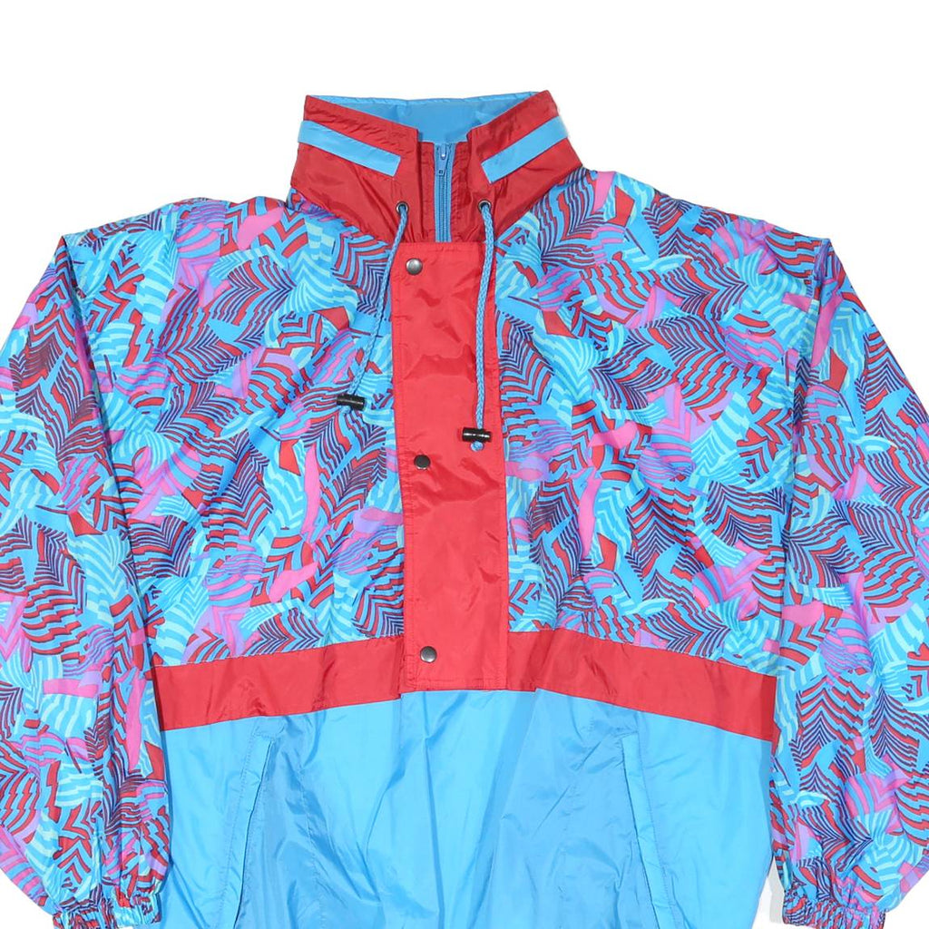 MARCEL CLAIR Womens Blue & Red Abstract Pattern Zip Jacket M Nylon