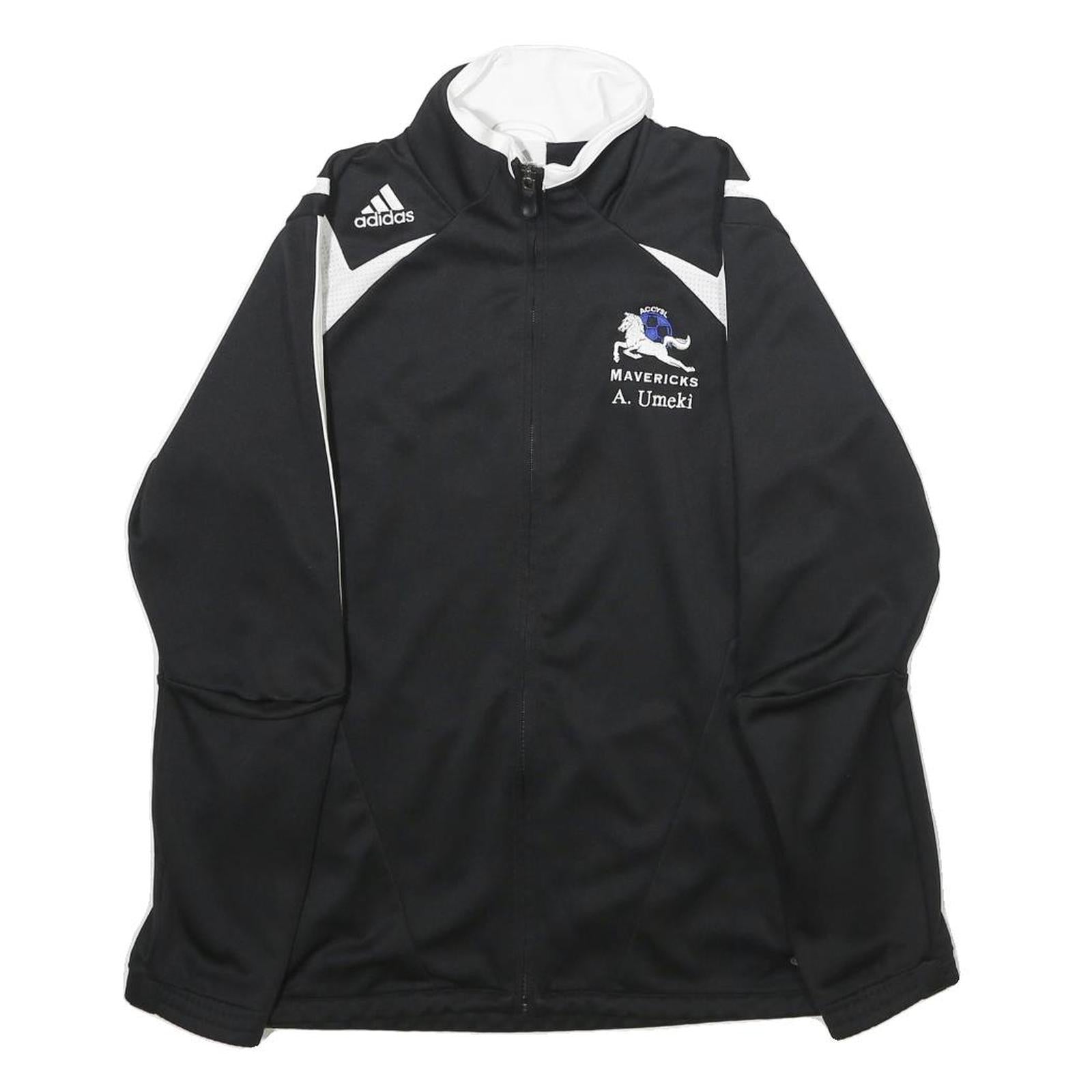 ADIDAS Mens Black & White Mavericks Soccer Jacket S Polyester Zip Sportswear