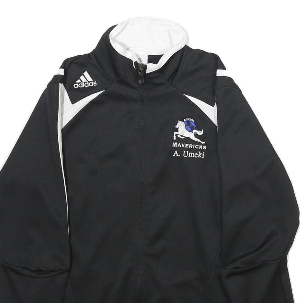 ADIDAS Mens Black & White Mavericks Soccer Jacket S Polyester Zip Sportswear