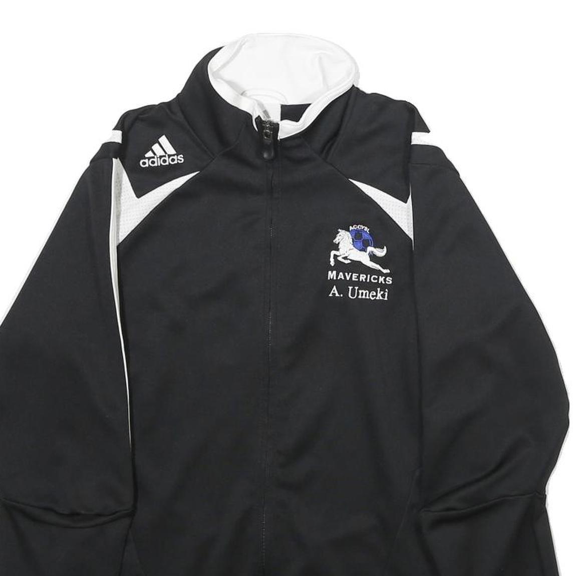 ADIDAS Mens Black & White Mavericks Soccer Jacket S Polyester Zip Sportswear