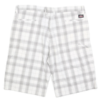 DICKIES Mens White Grey Check Casual Shorts XL W40 Cotton Blend Comfortable Fit