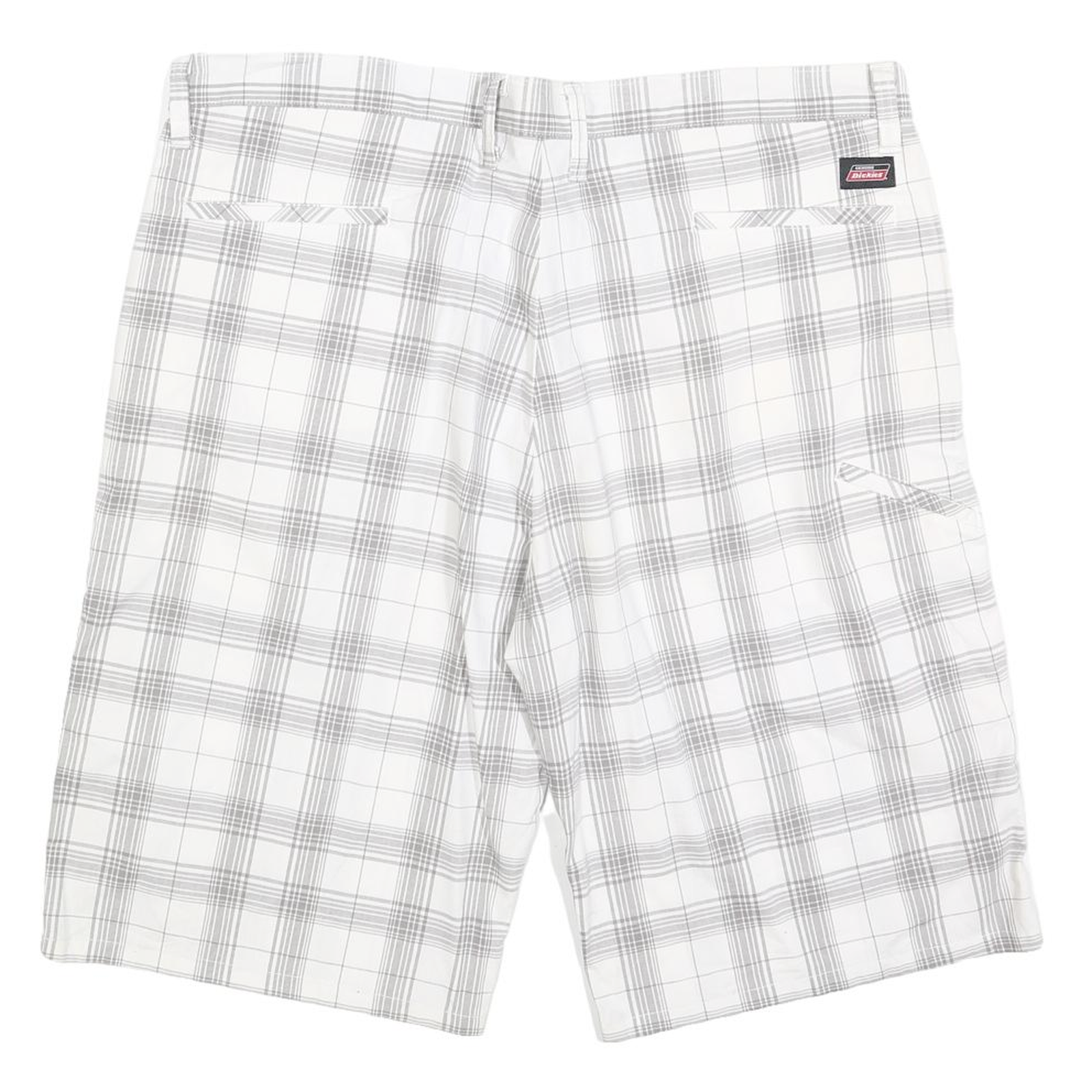 DICKIES Mens White Grey Check Casual Shorts XL W40 Cotton Blend Comfortable Fit
