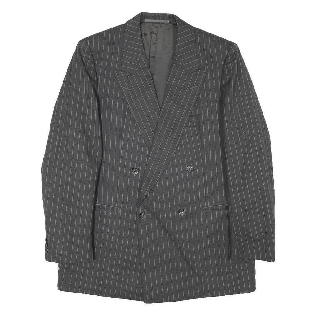PKZ Mens Grey Pinstripe Double Breasted Jacket S Wool Blend Classic Formal