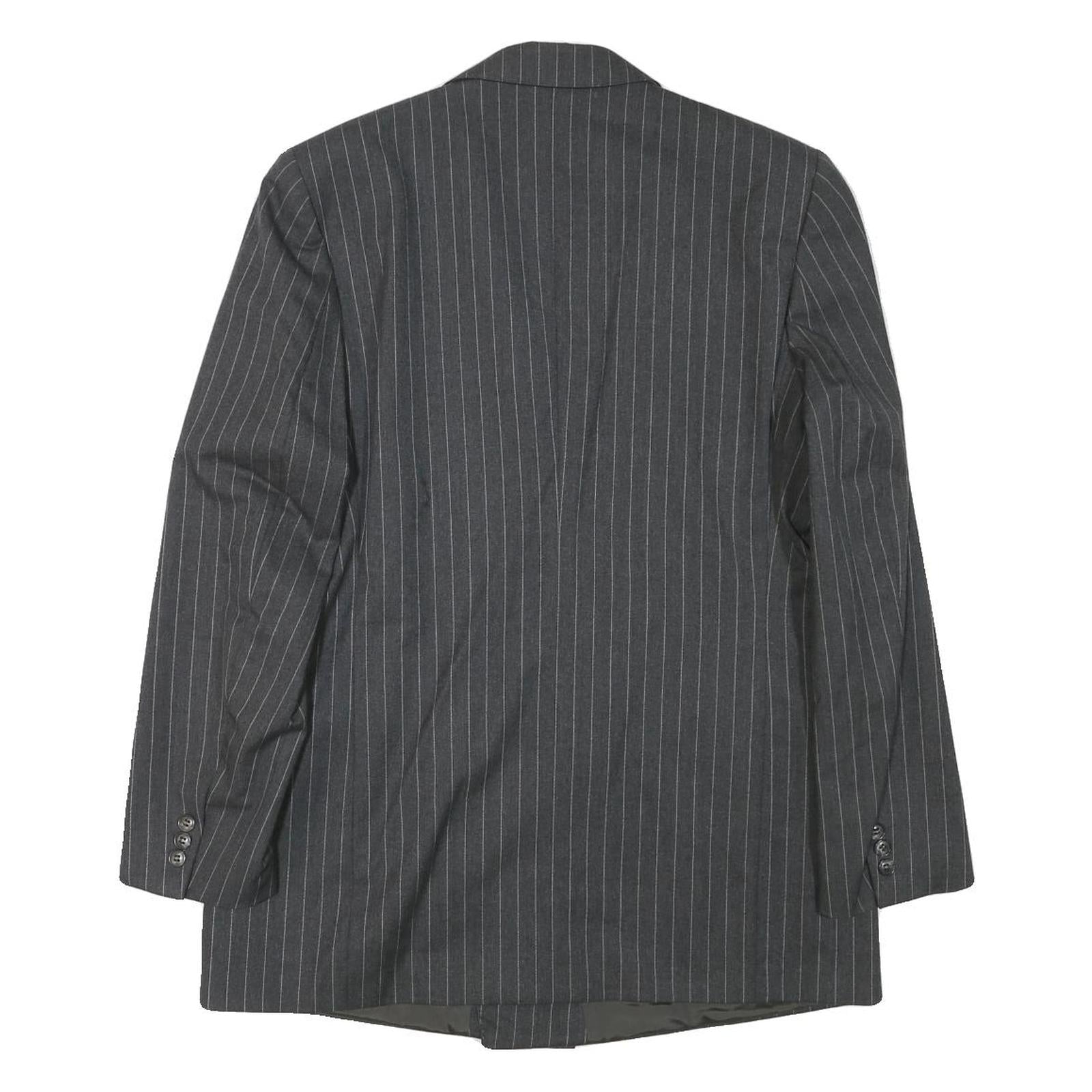 PKZ Mens Grey Pinstripe Double Breasted Jacket S Wool Blend Classic Formal