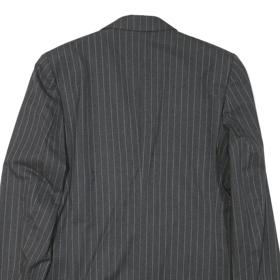 PKZ Mens Grey Pinstripe Double Breasted Jacket S Wool Blend Classic Formal