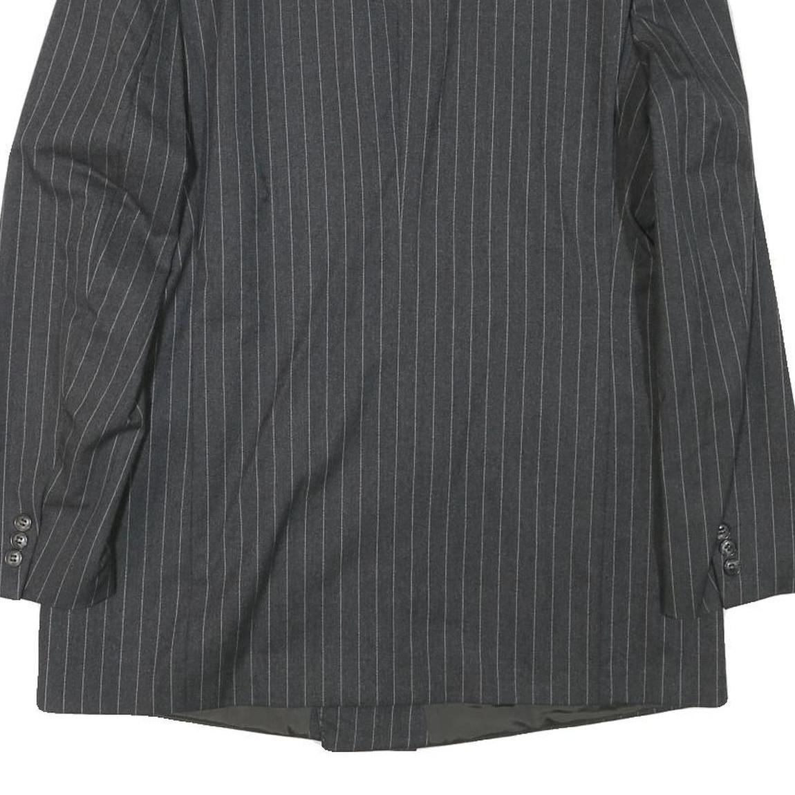 PKZ Mens Grey Pinstripe Double Breasted Jacket S Wool Blend Classic Formal