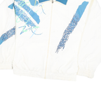 KAWASAKI Mens White & Blue Lightweight Jacket M Polyester Blend Zip Casual Retro