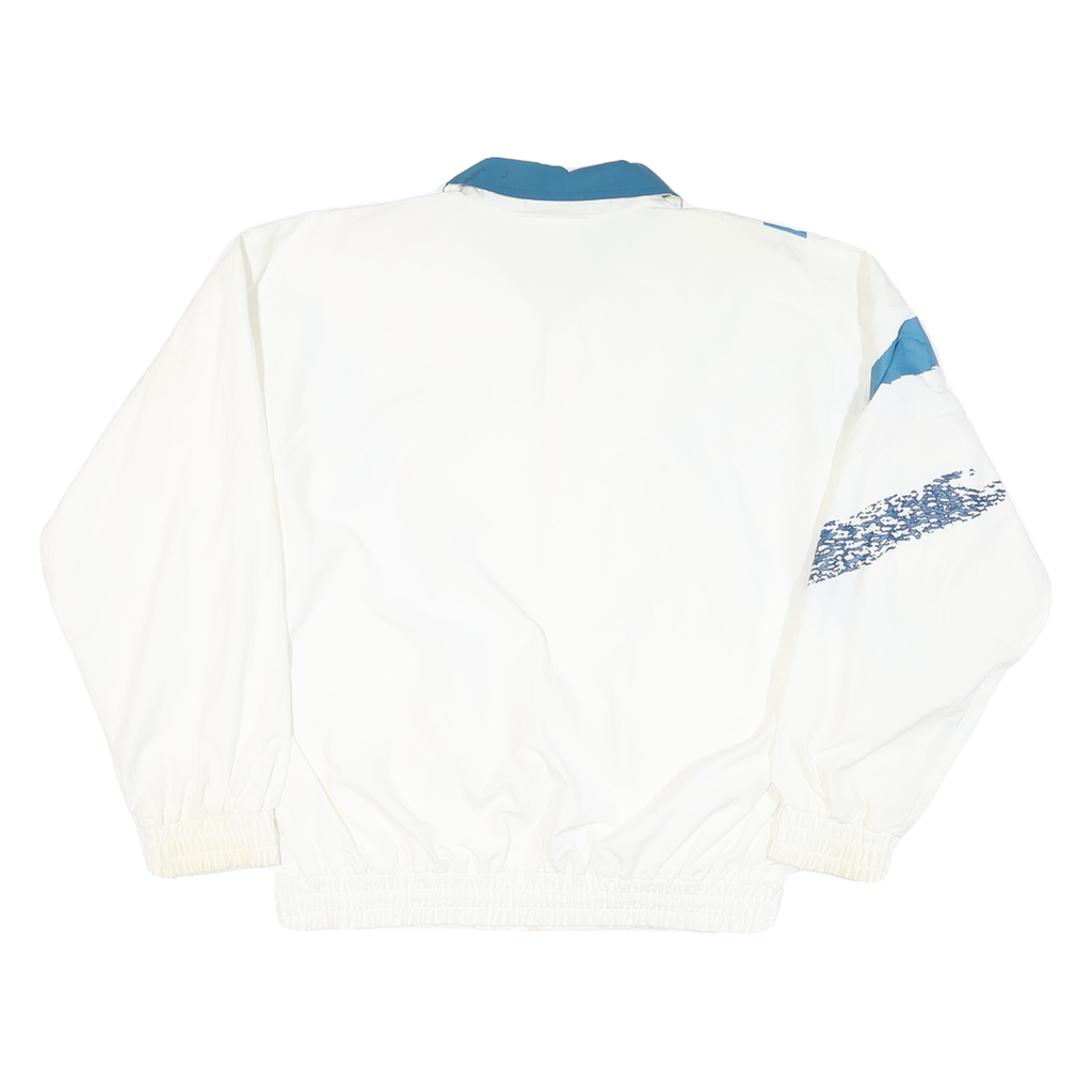 KAWASAKI Mens White & Blue Lightweight Jacket M Polyester Blend Zip Casual Retro