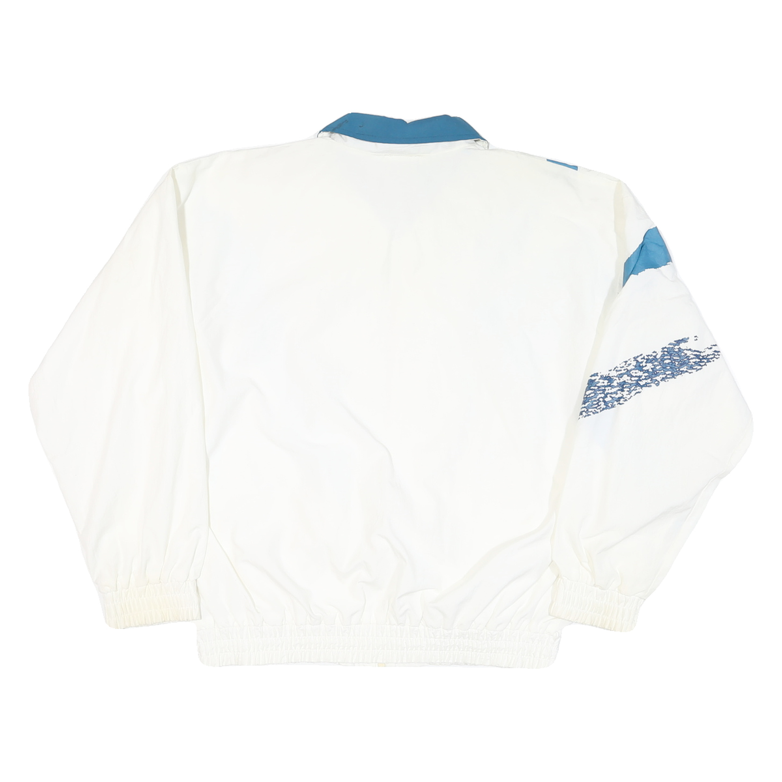 KAWASAKI Mens White & Blue Lightweight Jacket M Polyester Blend Zip Casual Retro