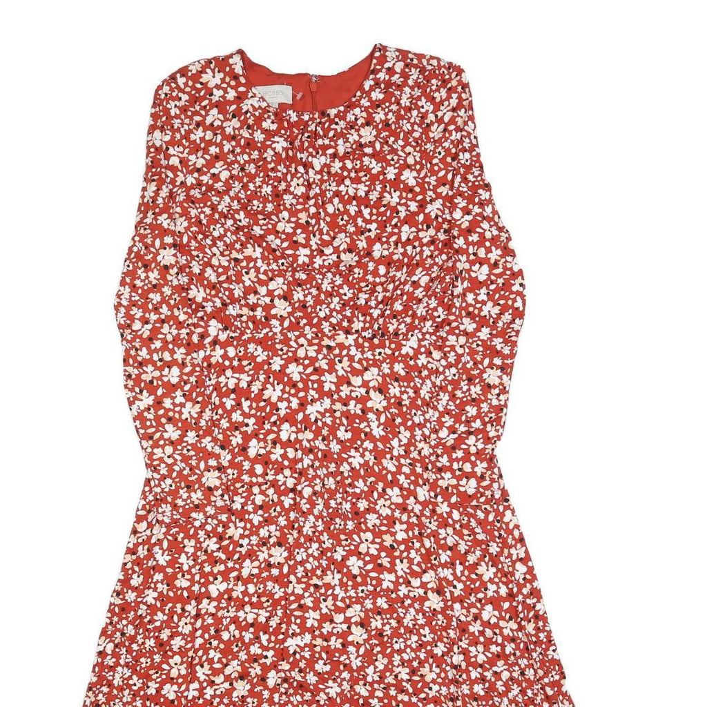 HOBBS LONDON Womens Red Floral Cotton Blend Day Dress Sleeveless UK 10