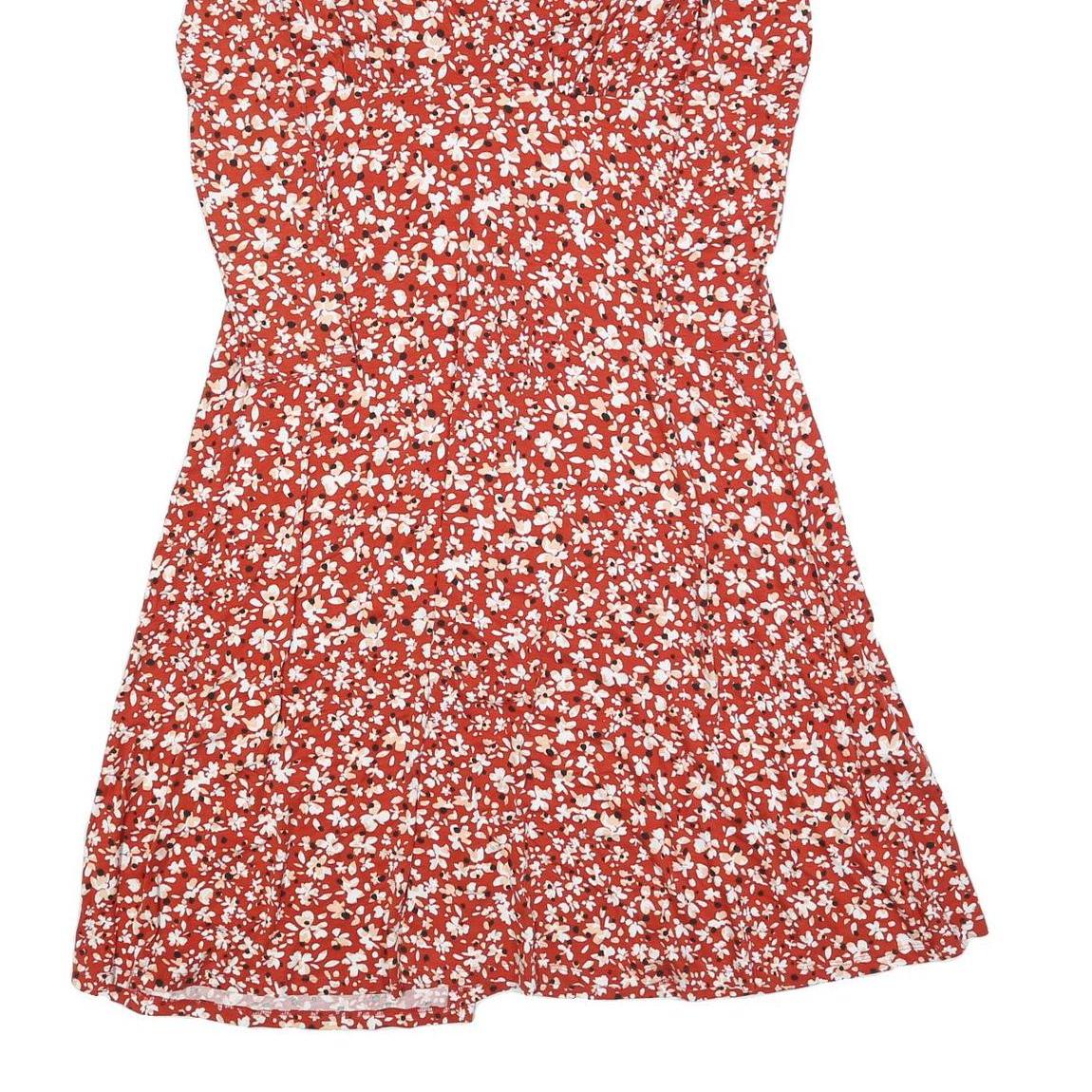 HOBBS LONDON Womens Red Floral Cotton Blend Day Dress Sleeveless UK 10