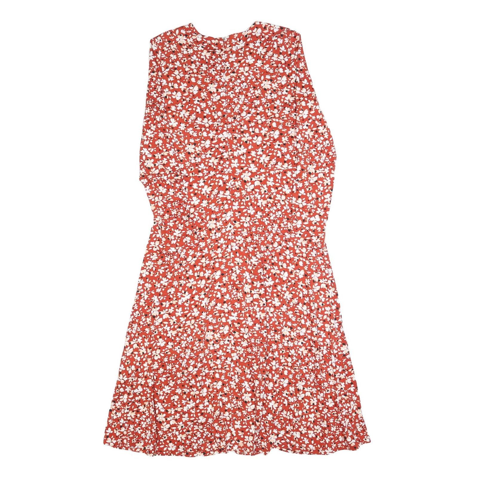 HOBBS LONDON Womens Red Floral Cotton Blend Day Dress Sleeveless UK 10