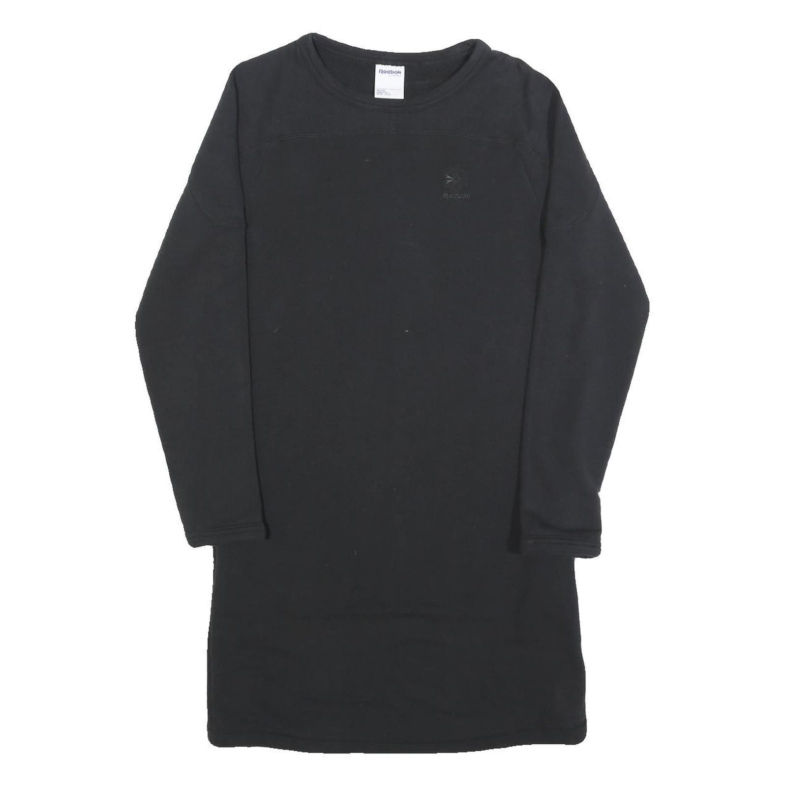 REEBOK Womens Black Dress Cotton Blend Jersey Long Sleeve Mini Size S Sport