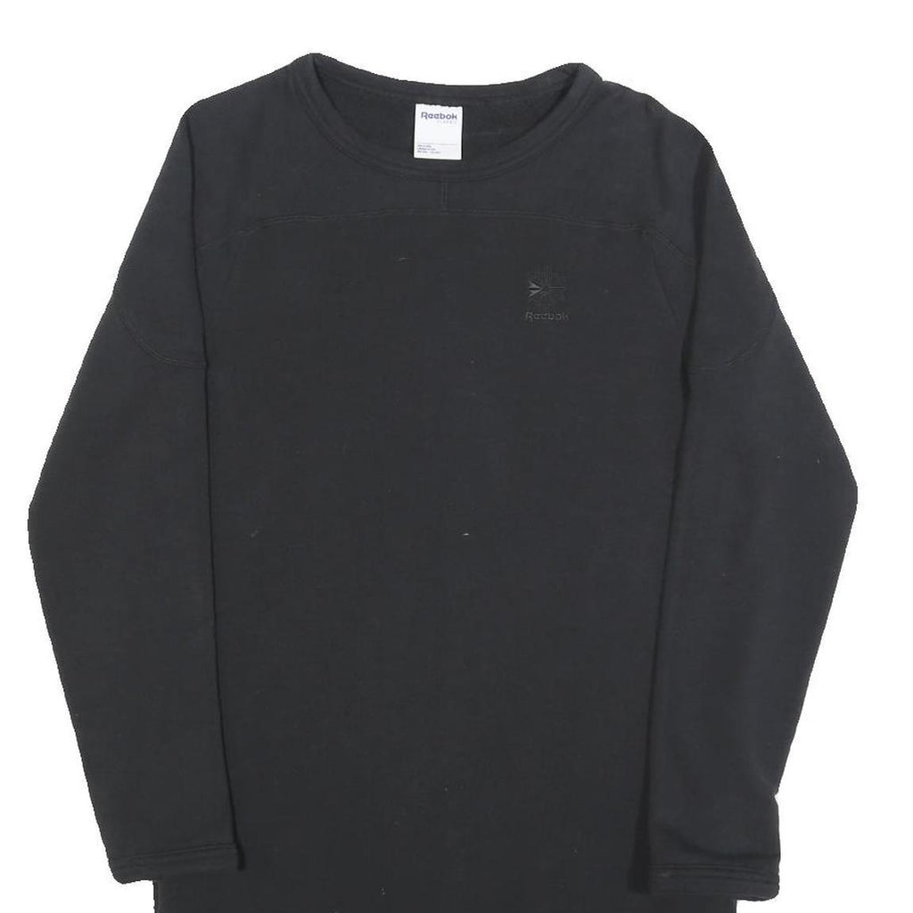 REEBOK Womens Black Dress Cotton Blend Jersey Long Sleeve Mini Size S Sport