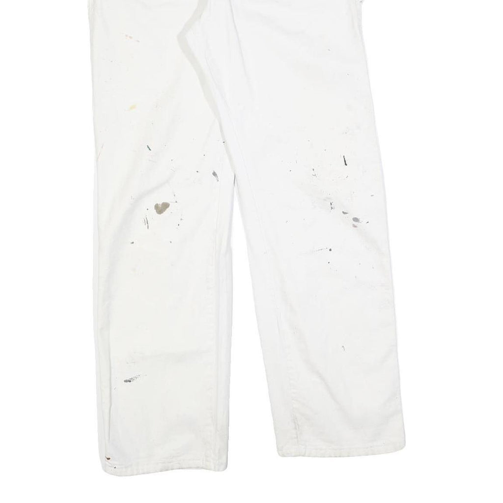 DICKIES Mens Regular Fit White Cotton Blend Jeans W32 L32 Workwear Paint