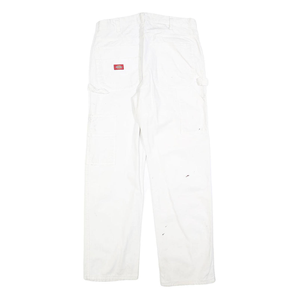 DICKIES Mens Regular Fit White Cotton Blend Jeans W32 L32 Workwear Paint