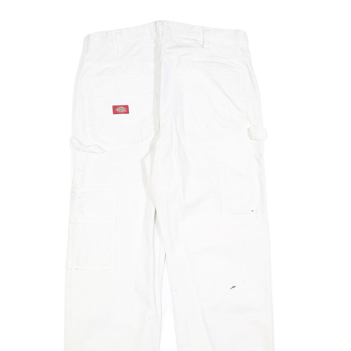 DICKIES Mens Regular Fit White Cotton Blend Jeans W32 L32 Workwear Paint