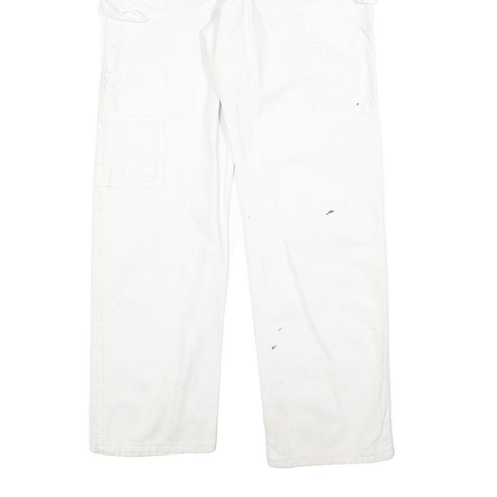 DICKIES Mens Regular Fit White Cotton Blend Jeans W32 L32 Workwear Paint