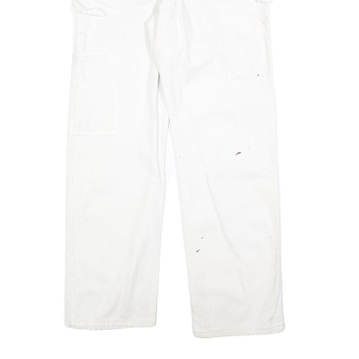 DICKIES Mens Regular Fit White Cotton Blend Jeans W32 L32 Workwear Paint