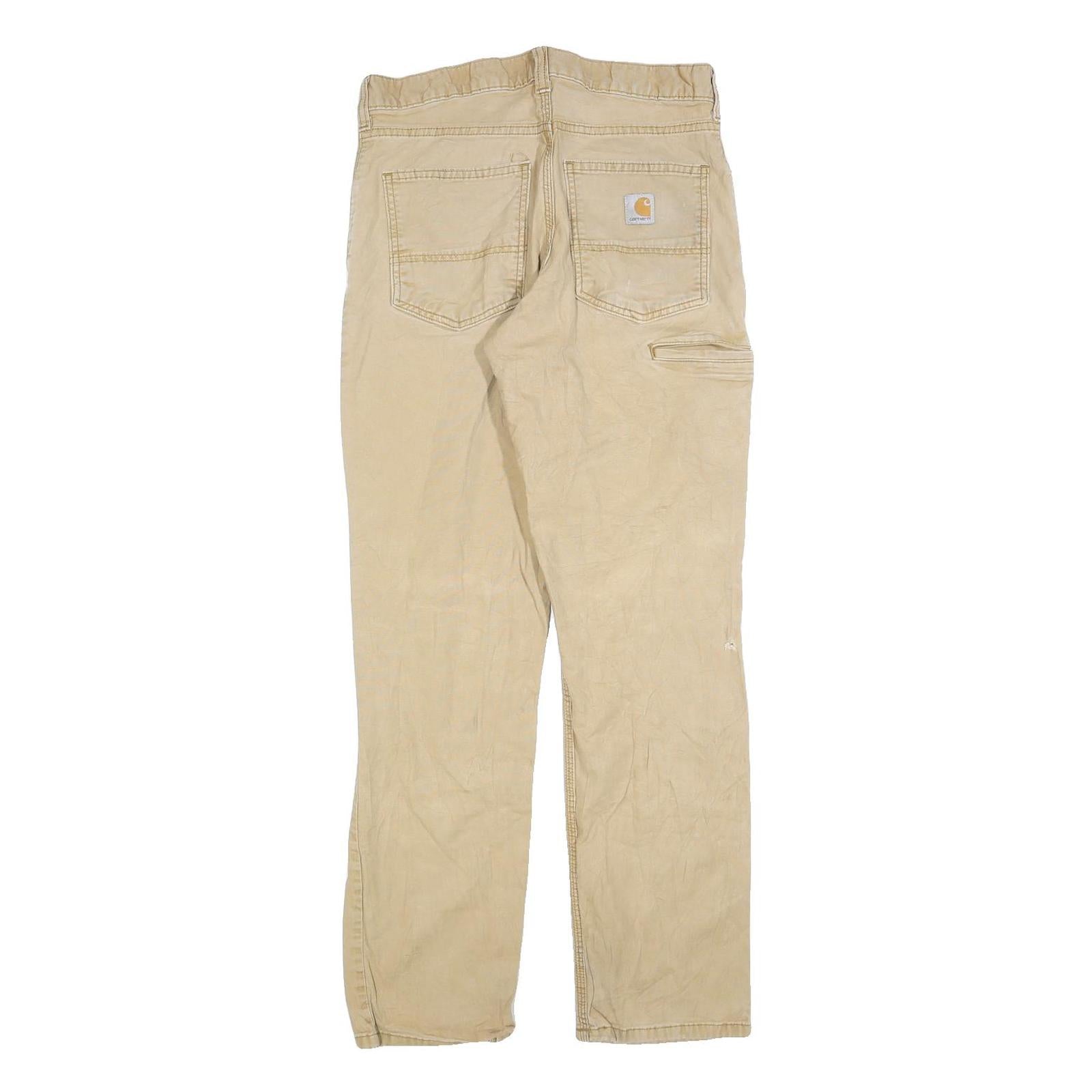 CARHARTT Mens Relaxed Fit Beige Cotton Blend Trousers W31 L32 Workwear Zip