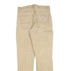 CARHARTT Mens Relaxed Fit Beige Cotton Blend Trousers W31 L32 Workwear Zip