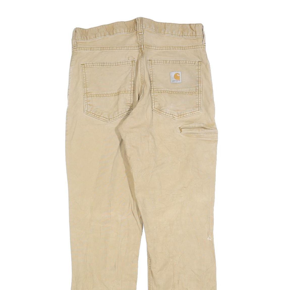 CARHARTT Mens Relaxed Fit Beige Cotton Blend Trousers W31 L32 Workwear Zip