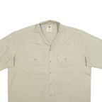 DICKIES Mens Beige Work Shirt XL Cotton Short Sleeve Button Front Utility