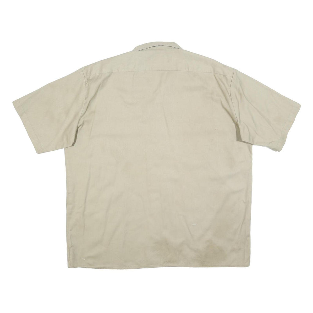 DICKIES Mens Beige Work Shirt XL Cotton Short Sleeve Button Front Utility