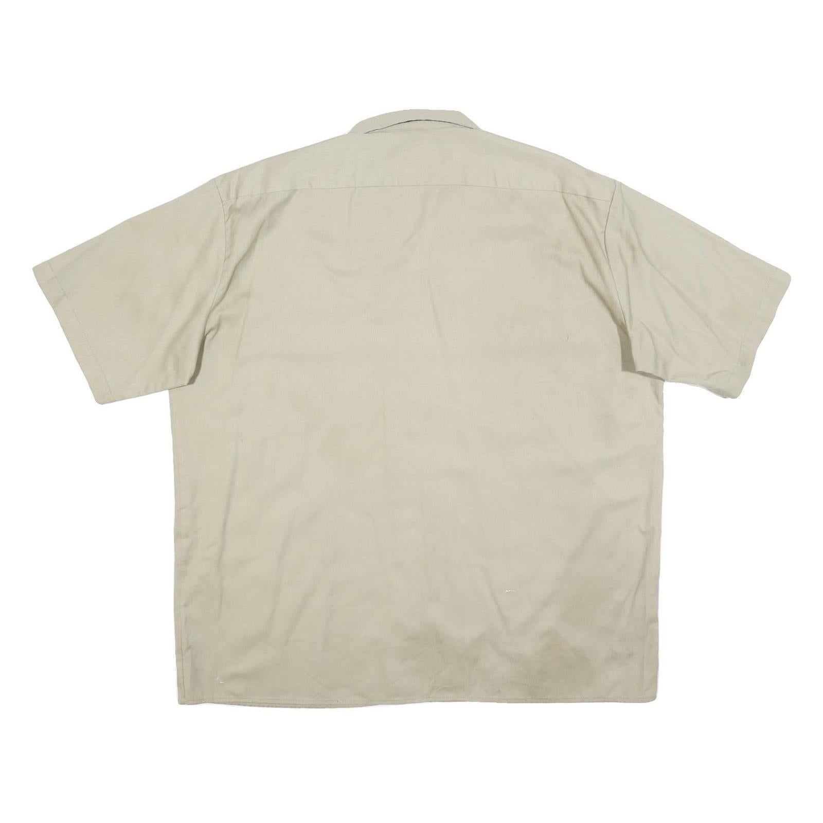 DICKIES Mens Beige Work Shirt XL Cotton Short Sleeve Button Front Utility