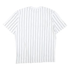 KARL KANI Mens White & Black Pinstripe Signature Graphic T-Shirt M Short Sleeve