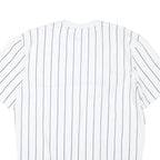 KARL KANI Mens White & Black Pinstripe Signature Graphic T-Shirt M Short Sleeve