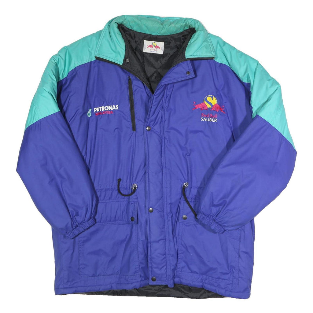 Mens Blue Teal Racing Logo Zip Up Jacket XL Polyester Blend Plain Winter