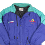 Mens Blue Teal Racing Logo Zip Up Jacket XL Polyester Blend Plain Winter