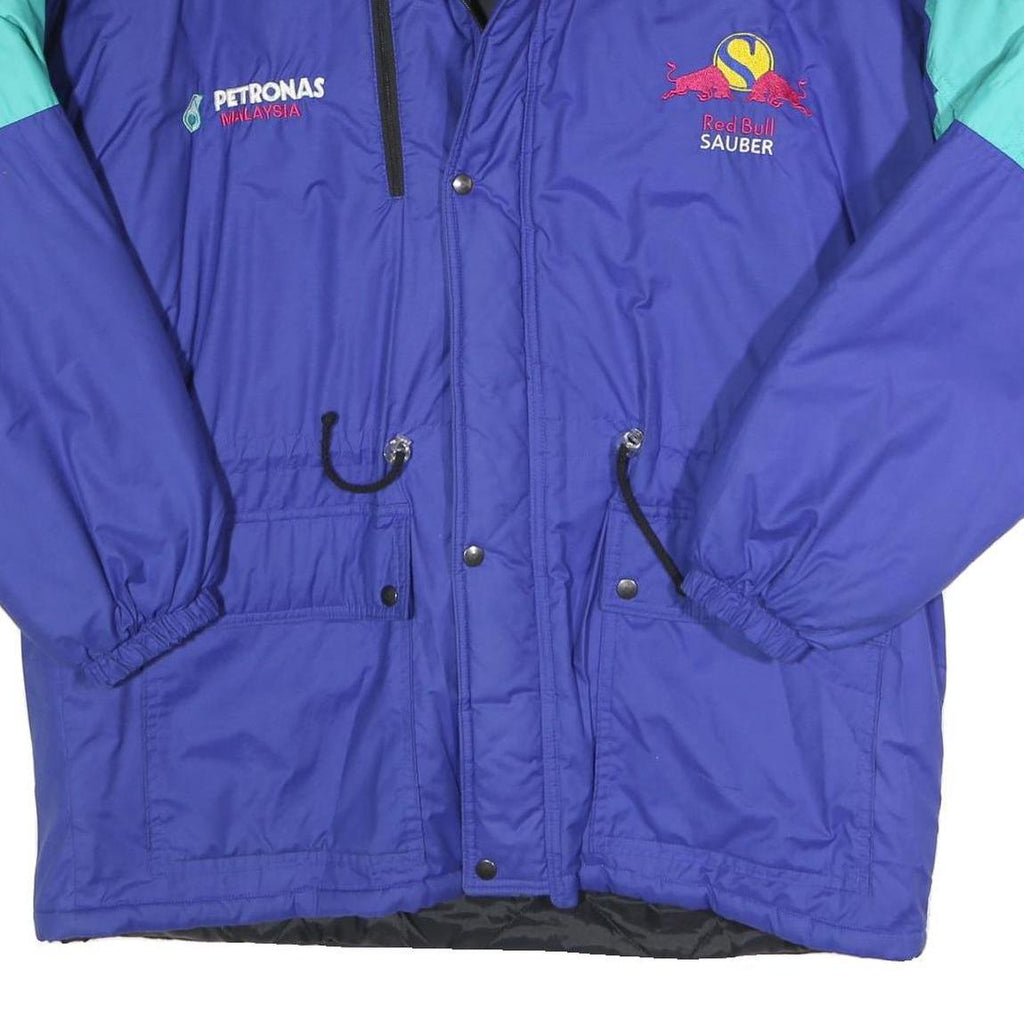 Mens Blue Teal Racing Logo Zip Up Jacket XL Polyester Blend Plain Winter