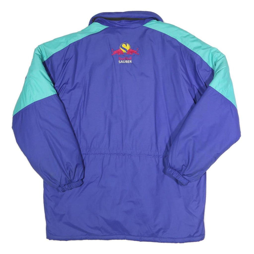 Mens Blue Teal Racing Logo Zip Up Jacket XL Polyester Blend Plain Winter