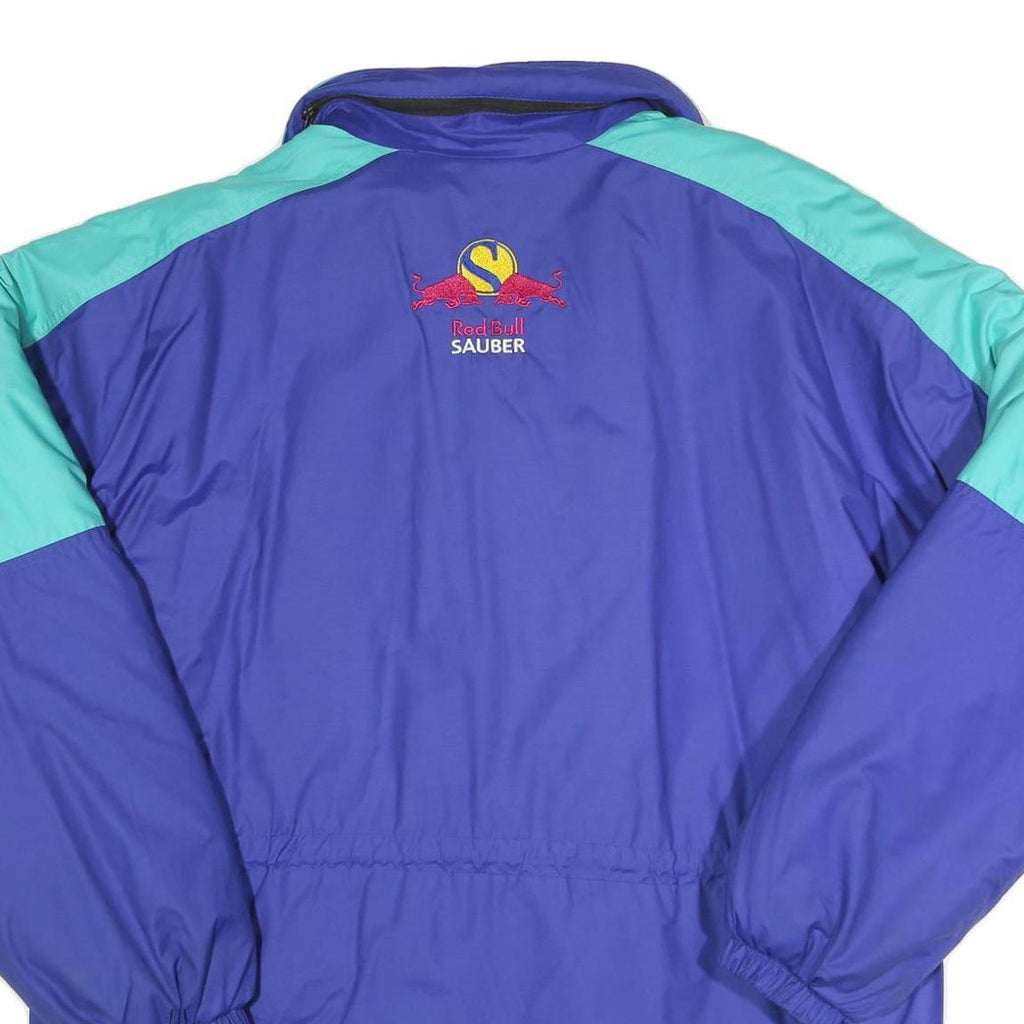 Mens Blue Teal Racing Logo Zip Up Jacket XL Polyester Blend Plain Winter