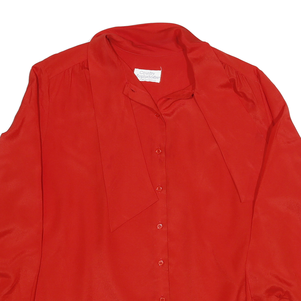 COUNTRY SOPHISTICATES Womens Red Tie Neck Long Sleeve Shirt M Classic Elegant